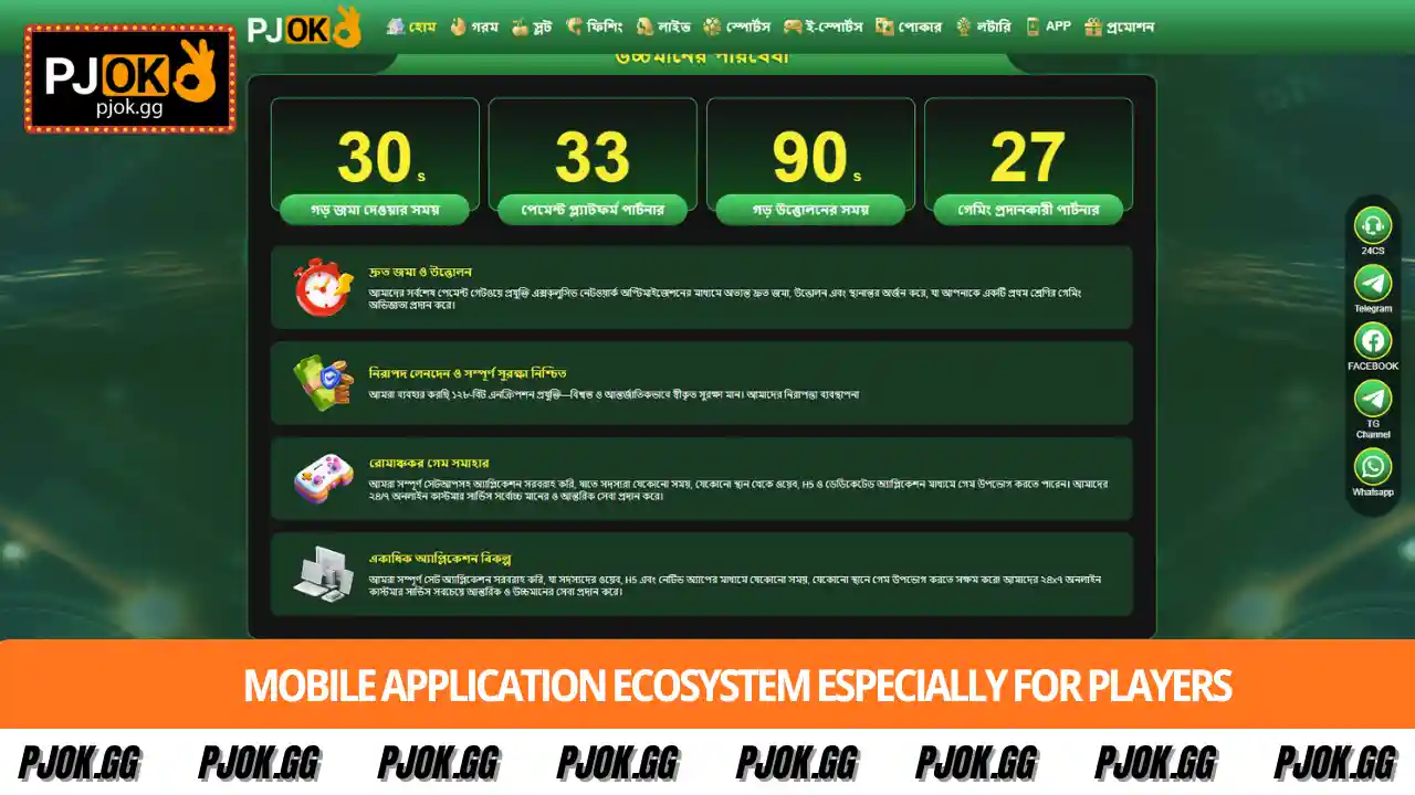 Mobile application ecosystem especially for players