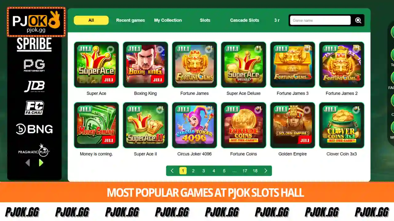 Most popular games at PJOK Slots hall