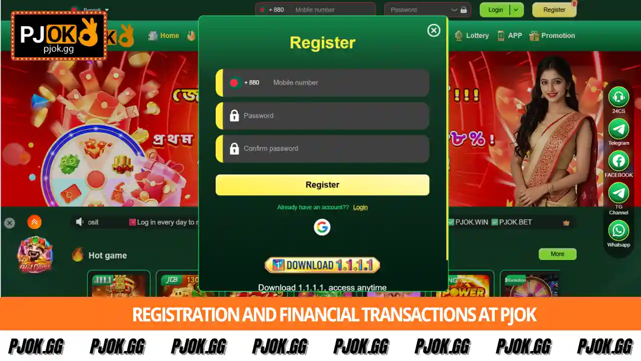 PJOK Login & Link Fast access for online gaming 4 Registration and financial transactions at PJOK