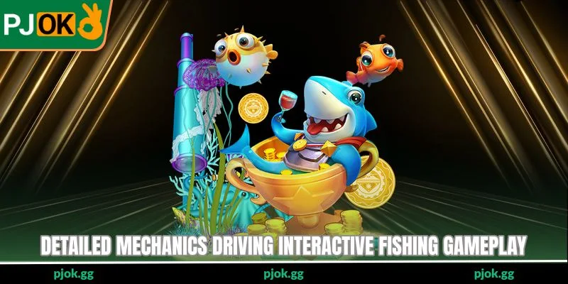 Detailed mechanics driving interactive fishing gameplay